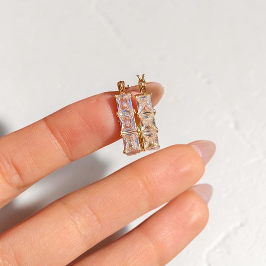 Crystal Small Square Hoop Earrings