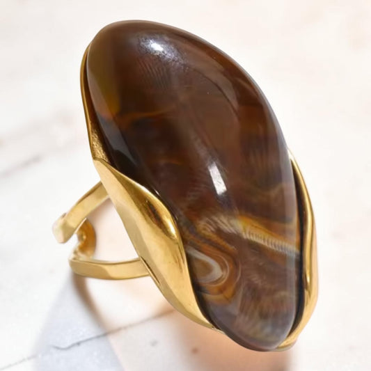 Adjustable Stone Ring - Coffee Brown | The Consciously Lisa Collection