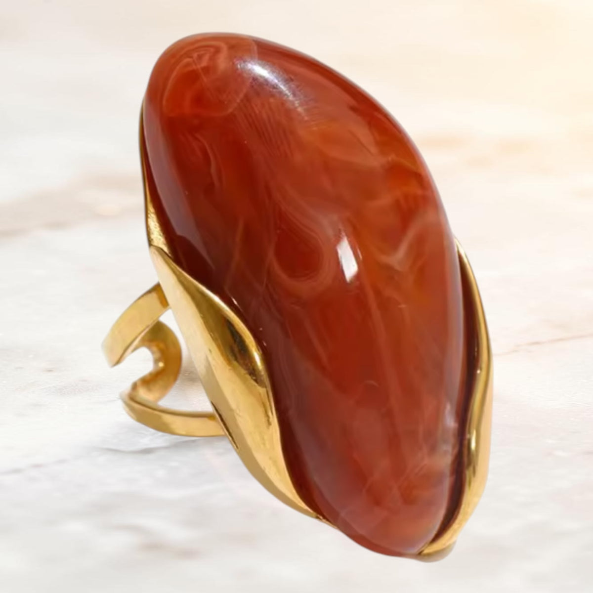 Adjustable Stone Ring - Deep Orange | The Consciously Lisa Collection