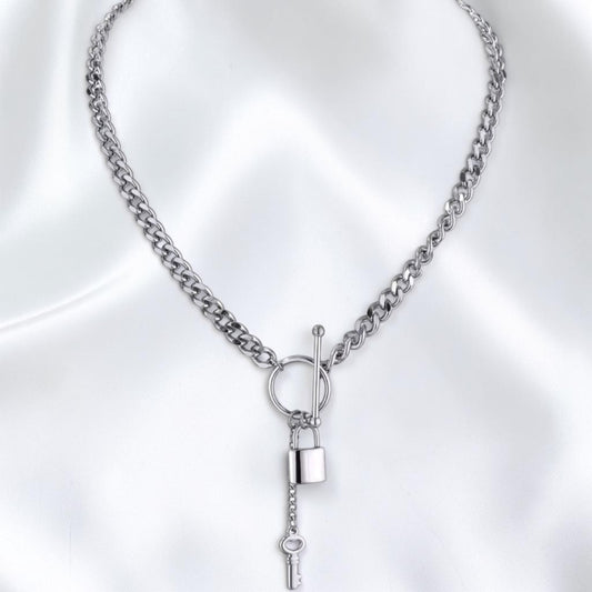 Lock + Key Y Drop Toggle Necklace