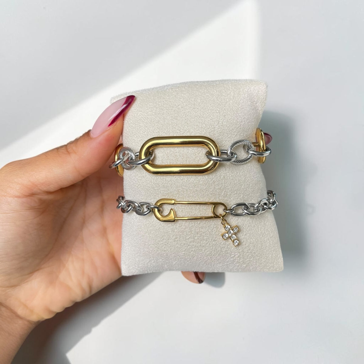 Oversized Oval Link Chain Bracelet – Mixed Metal