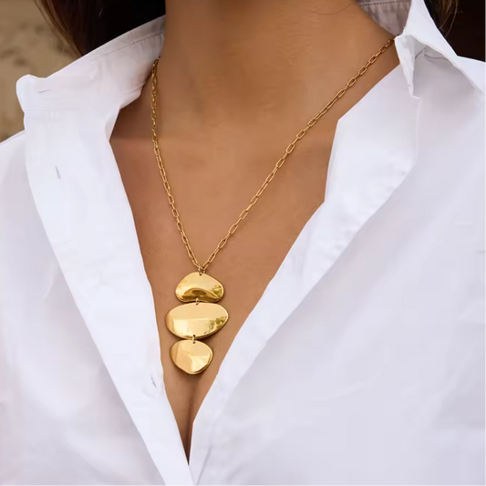 Molten Disc Pendant Necklace - Gold