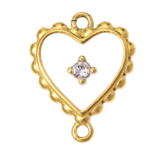 White Heart Charm - Gold
