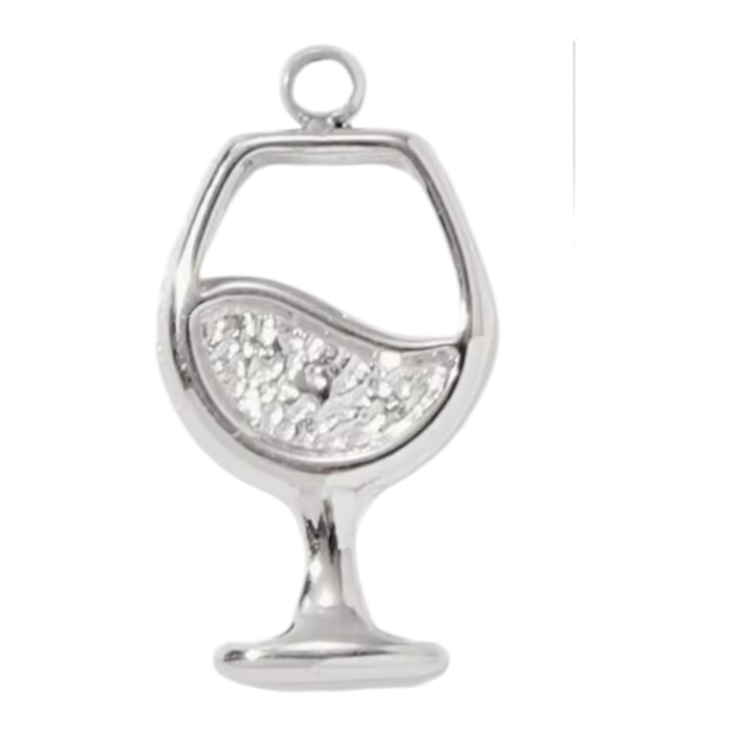 Glass of Wine Charm - Silver