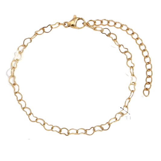 Dainty Heart Link Bracelet - Gold