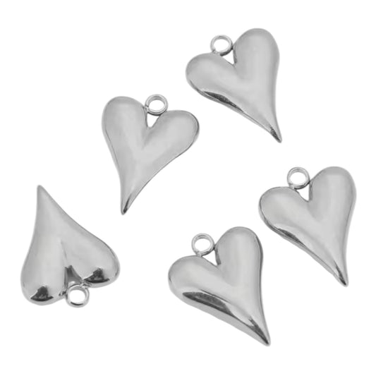 Chunky Heart Charm - Silver