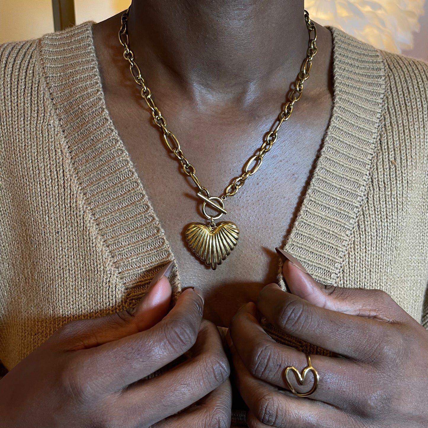 Textured Heart OT Clasp Necklace | The Consciously Lisa Collection