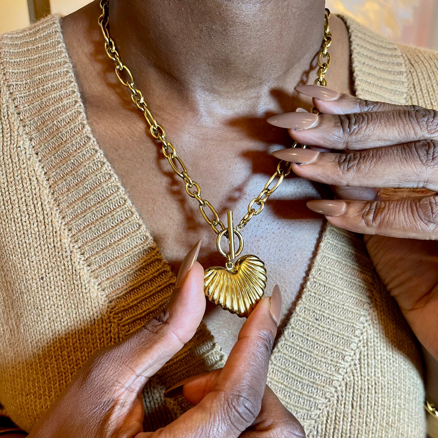 Textured Heart OT Clasp Necklace | The Consciously Lisa Collection