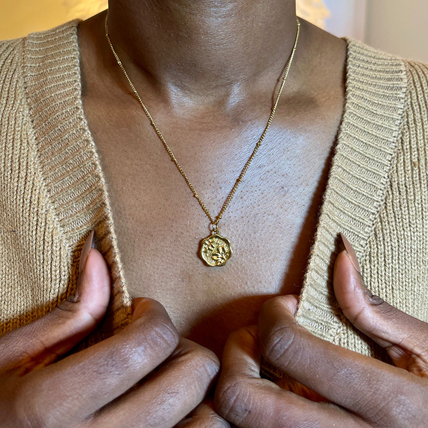 Flower Pendant Coin Necklace | The Consciously Lisa Collection