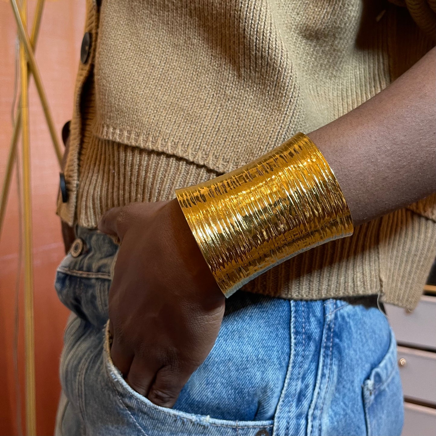 Textured Long Cuff Bracelet | The Consciously Lisa Collection