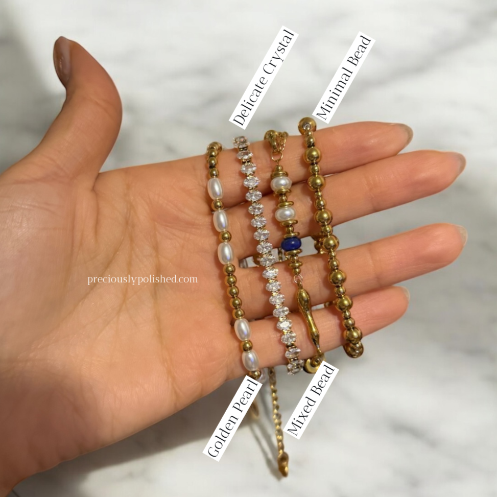 Minimal Bead Adjustable Bracelet - Gold