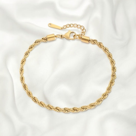 Rope Twist Chain Anklet - Gold