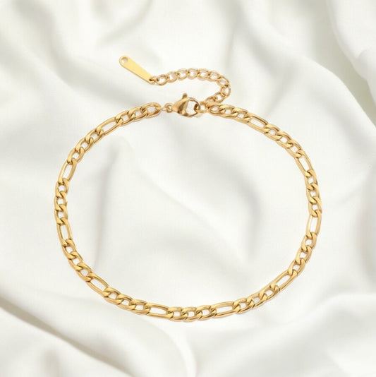 Figaro Chain Anklet - Gold