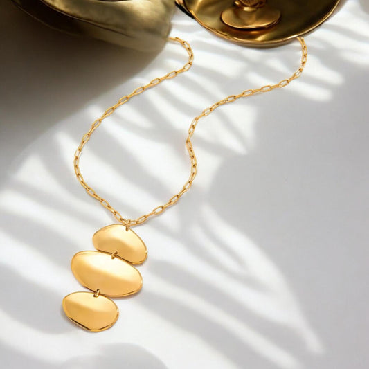 Molten Disc Pendant Necklace - Gold