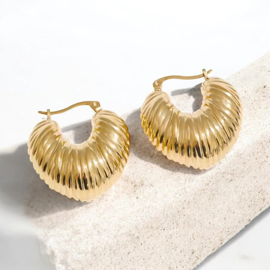🎁 Textured Chunky V Hoop Earrings (100% off)