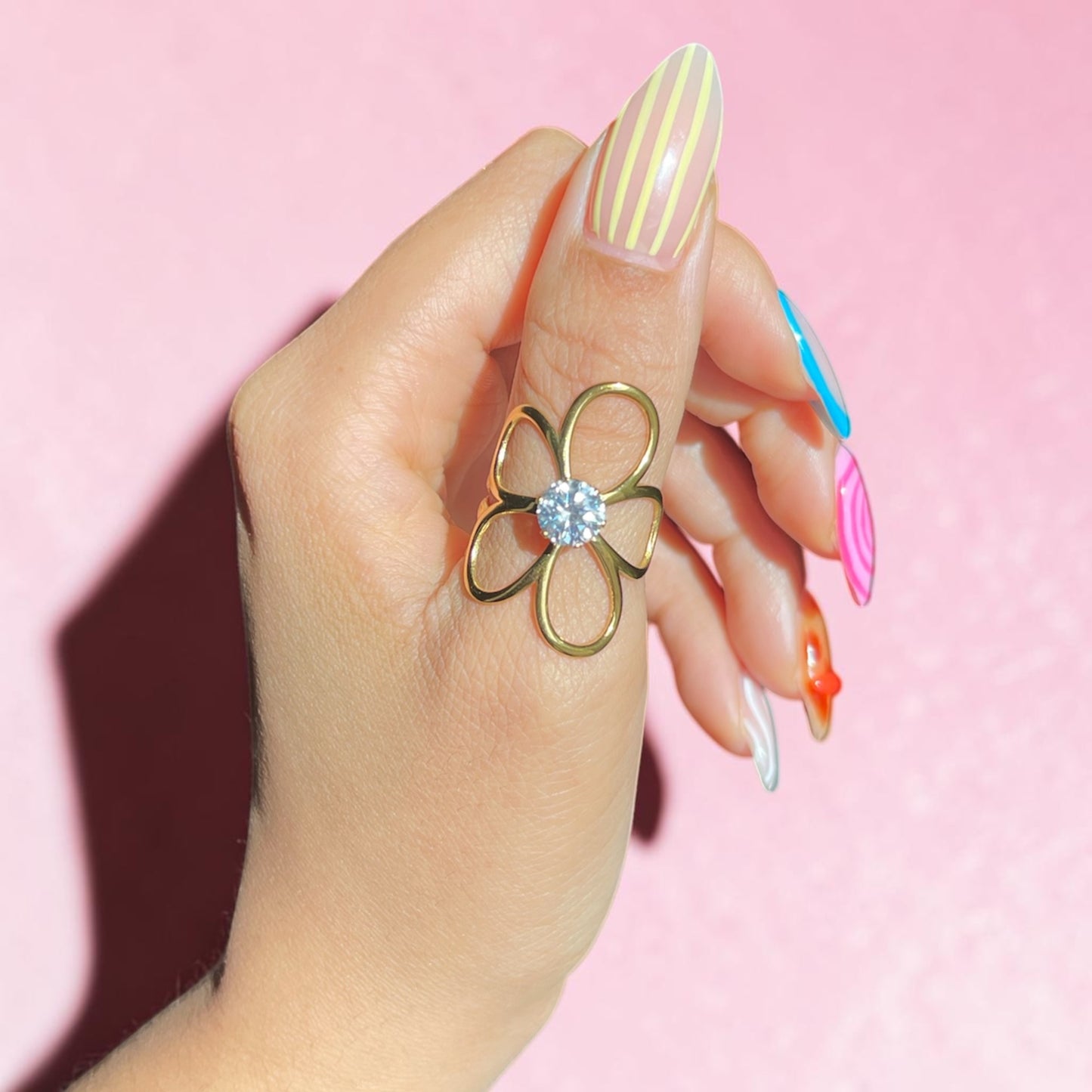Bloom Petal Adjustable Statement Ring - Gold
