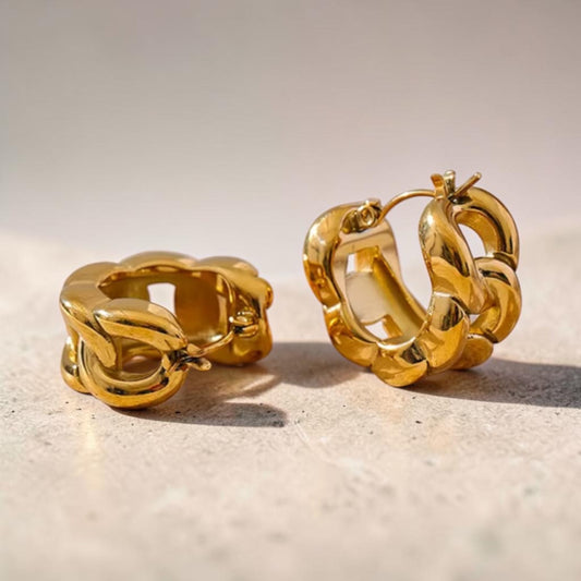 Cuban Link Huggie Hoops - Gold| The Consciously Lisa Collection