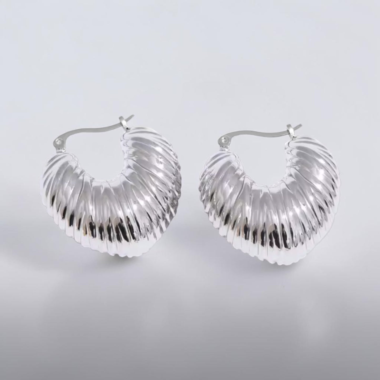Textured Chunky V Hoop Earrings