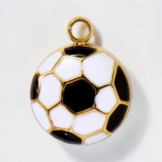 Black Soccer Ball Charm - Gold